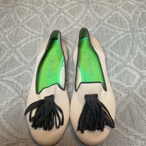 Rothy's Cream and Gray Merino Wool Tassel Loafer Women's Loafers.  Size 8W